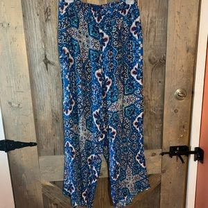 🔴 Blue patterned palazzo pants